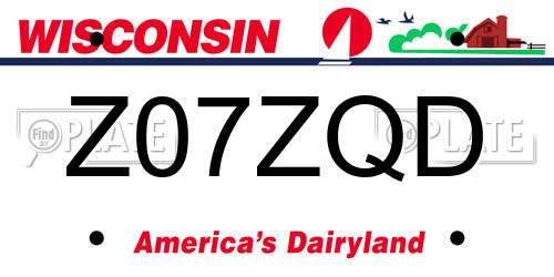 Z07ZQD Wisconsin License Plate