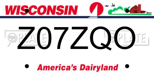 Z07ZQO Wisconsin License Plate