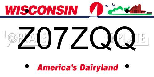 Z07ZQQ Wisconsin License Plate