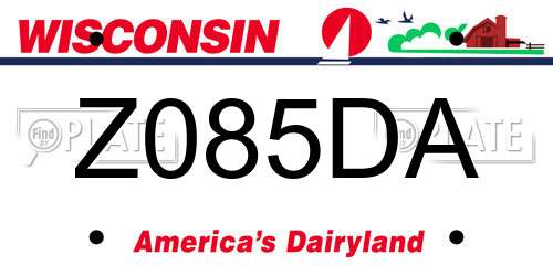 Z085DA Wisconsin License Plate