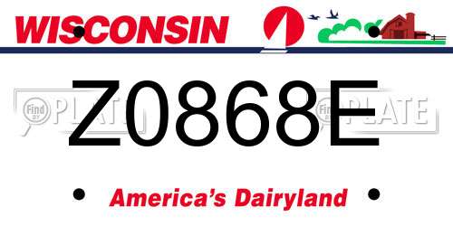 Z0868E Wisconsin License Plate