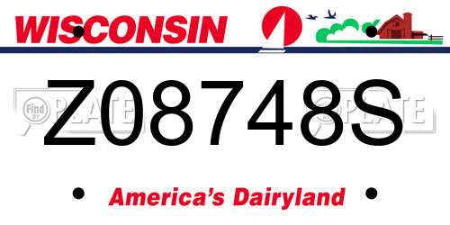 Z08748S Wisconsin License Plate