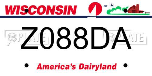 Z088DA Wisconsin License Plate