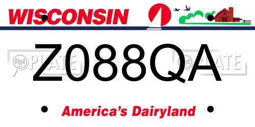 Z088QA Wisconsin License Plate