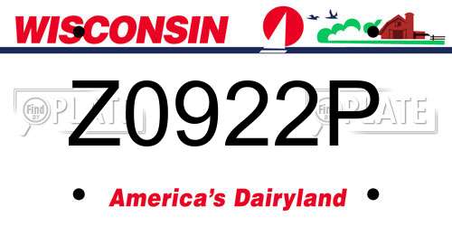 Z0922P Wisconsin License Plate