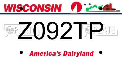 Z092TP Wisconsin License Plate