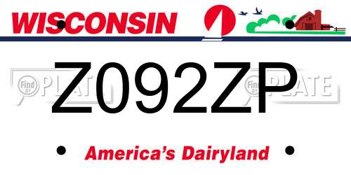 Z092ZP Wisconsin License Plate