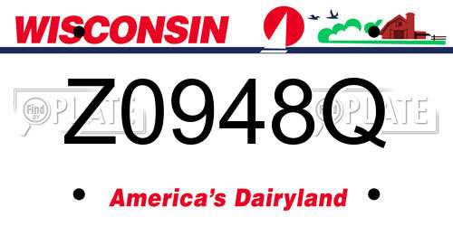 Z0948Q Wisconsin License Plate