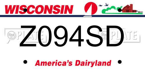 Z094SD Wisconsin License Plate