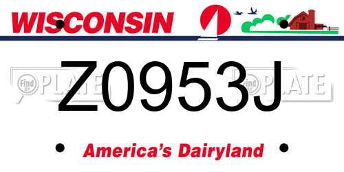 Z0953J Wisconsin License Plate
