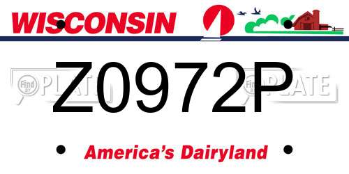 Z0972P Wisconsin License Plate