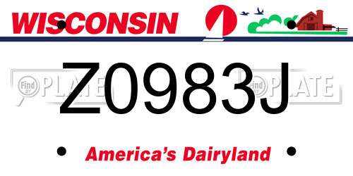 Z0983J Wisconsin License Plate