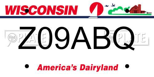 Z09ABQ Wisconsin License Plate