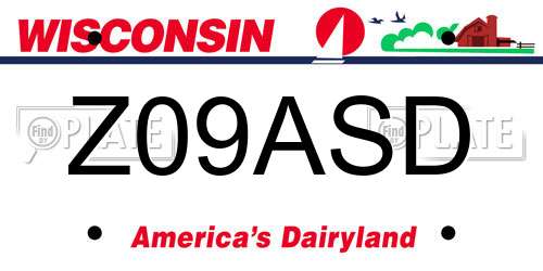 Z09ASD Wisconsin License Plate