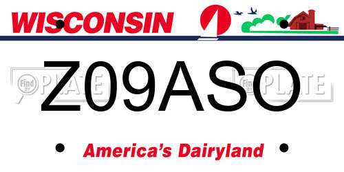 Z09ASO Wisconsin License Plate