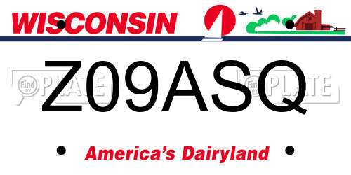 Z09ASQ Wisconsin License Plate