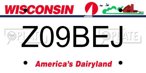Z09BEJ Wisconsin License Plate