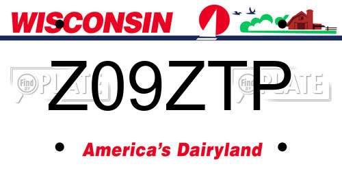 Z09ZTP Wisconsin License Plate