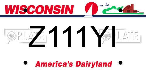 Z111YI Wisconsin License Plate