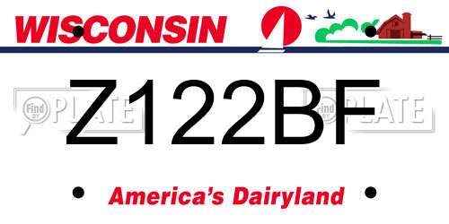 Z122BF Wisconsin License Plate