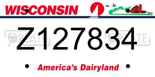 Z127834 Wisconsin License Plate