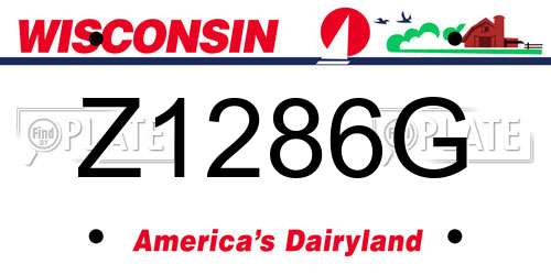 Z1286G Wisconsin License Plate