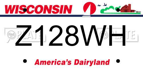 Z128WH Wisconsin License Plate