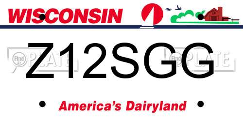 Z12SGG Wisconsin License Plate