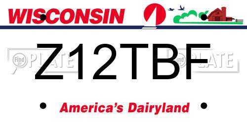 Z12TBF Wisconsin License Plate