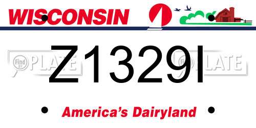 Z1329I Wisconsin License Plate