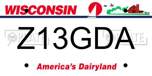 Z13GDA Wisconsin License Plate
