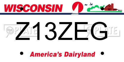 Z13ZEG Wisconsin License Plate
