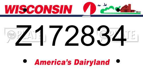 Z172834 Wisconsin License Plate