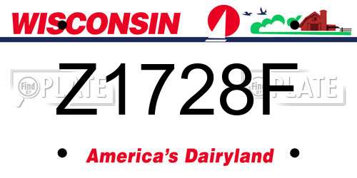 Z1728F Wisconsin License Plate
