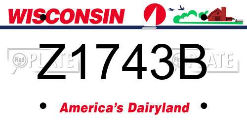Z1743B Wisconsin License Plate