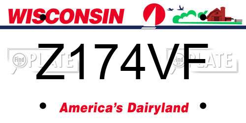 Z174VF Wisconsin License Plate