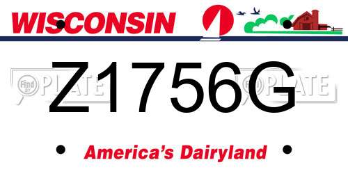 Z1756G Wisconsin License Plate