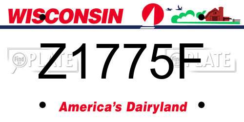 Z1775F Wisconsin License Plate