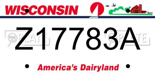 Z17783A Wisconsin License Plate