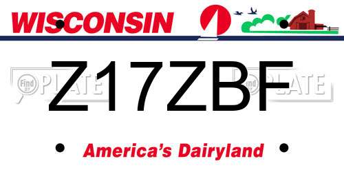 Z17ZBF Wisconsin License Plate