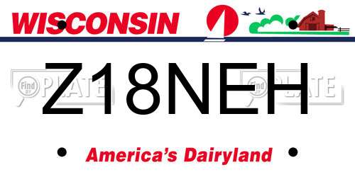 Z18NEH Wisconsin License Plate