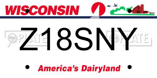 Z18SNY Wisconsin License Plate