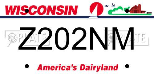 Z202NM Wisconsin License Plate