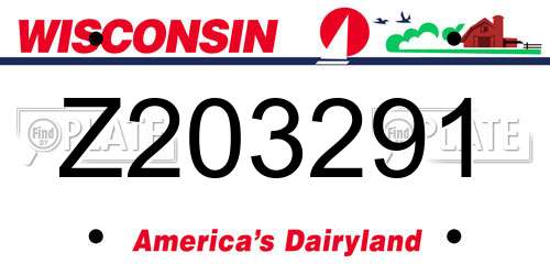 Z203291 Wisconsin License Plate
