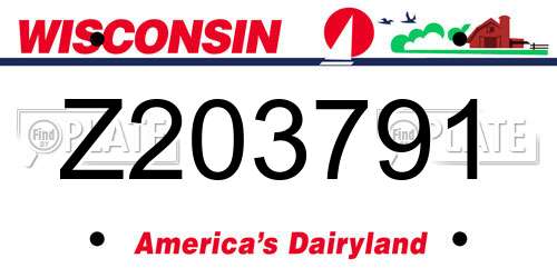 Z203791 Wisconsin License Plate