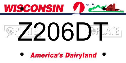 Z206DT Wisconsin License Plate