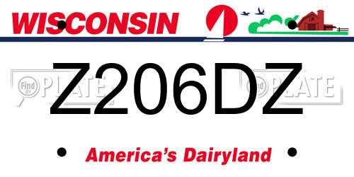 Z206DZ Wisconsin License Plate