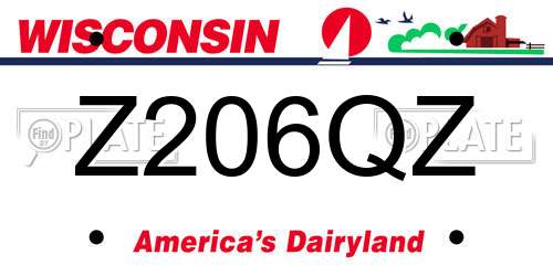 Z206QZ Wisconsin License Plate