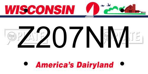 Z207NM Wisconsin License Plate