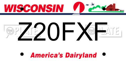 Z20FXF Wisconsin License Plate